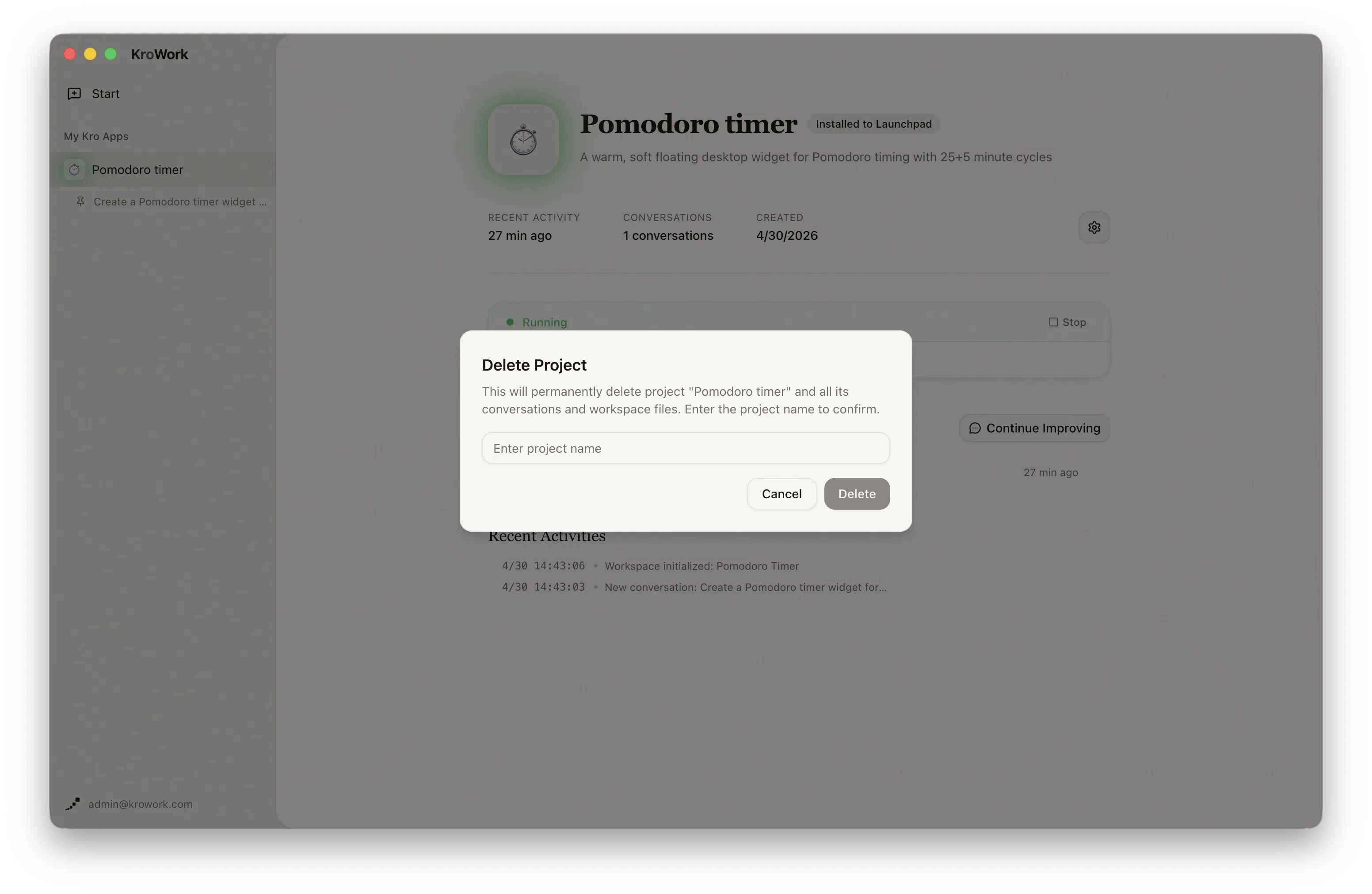 Delete project
