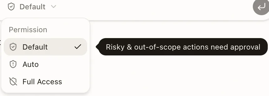 Permission mode selection